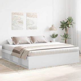Bed Frame White Engineered wood Full Bed Frame Rectangu...