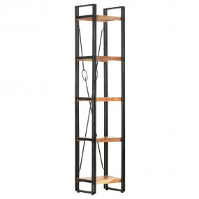 Bookcase Natural Acacia, Black Solid Acacia Wood, Powde...