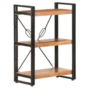 Bookcase Natural Wood Solid Acacia Wood, Powder-Coated ...
