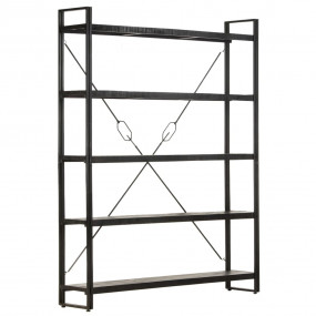 Bookcase Black Solid mango wood, Powder-coated steel