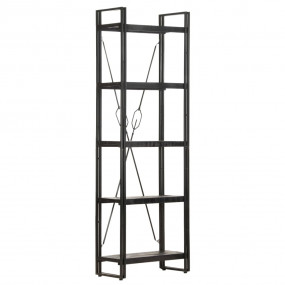 Bookcase Black Solid rough mango wood, powder-coated st...