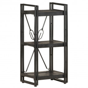 Bookcase Black Solid mango wood and powder-coated steel...