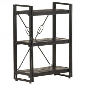 Bookcase Black Solid Mango Wood Medium Shelving Bookcas...