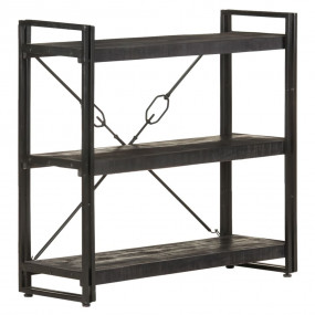 Bookcase Black Solid rough mango wood Medium Durable Bo...