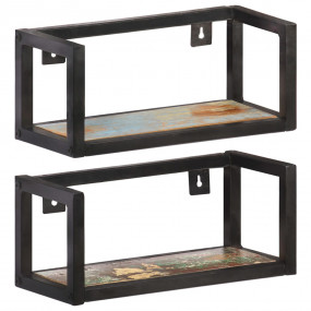 Wall Shelf Set of 2 Mixed color with Black