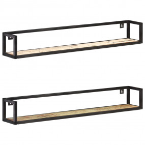 Wall Shelf Set of 2 Mixed color Solid reclaimed wood an...