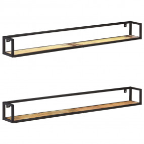 Wall Shelf Set of 2 Mixed color Solid reclaimed wood, i...