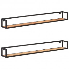Wall Shelf Set of 2 Natural Acacia Solid Acacia wood, I...