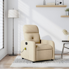 Massage Recliner Chair Cream Fabric (100% polyester), m...