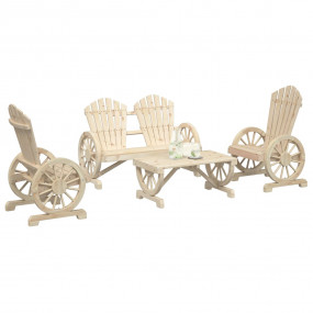 Garden Lounge Set Natural Wood Solid fir wood Large Erg...