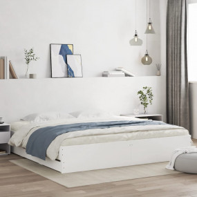 Bed Frame White Engineered Wood Super King Bed Frame