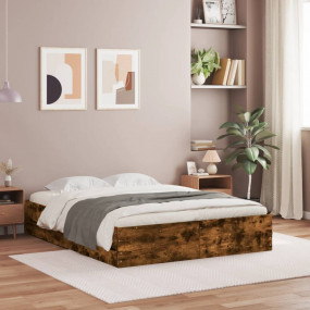 Bed Frame Smoked Oak Engineered wood Full Bed Frame Rec...