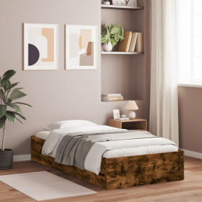 Bed Frame Smoked oak Engineered wood Twin Bed Frame Rec...