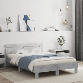 Bed Frame Concrete grey Engineered wood, Plywood slats ...