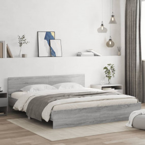 Bed Frame Grey Sonoma Engineered wood, Plywood Super Ki...
