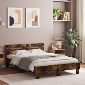 Bed Frame Smoked Oak Engineered wood and plywood Small ...