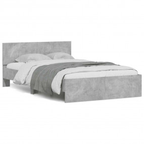 Bed Frame Concrete grey Engineered wood and plywood sla...
