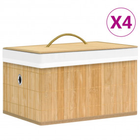 Storage Box Set of 4 Natural Bamboo Bamboo, Woven Fabri...
