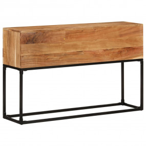Console Table Brown Solid Acacia Wood, Powder-Coated Ir...