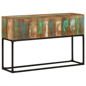 Console Table Brown base with blue, green, cream hues