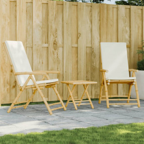 Bistro Set Cream White Bamboo, 100% polyester fabric St...