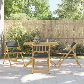 Bistro Set Bamboo, Dark Grey Bamboo, Polyester Standard