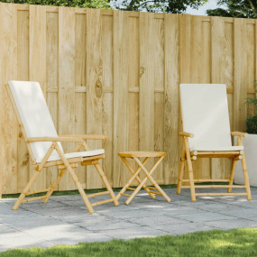 Bistro Set Cream White Bamboo, Fabric (100% polyester) ...