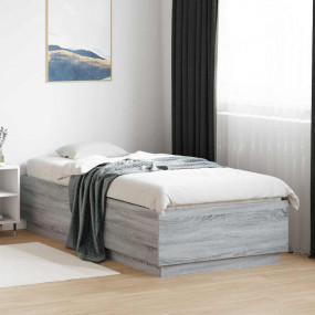 Bed Frame Grey Sonoma Engineered wood Single Minimalist...
