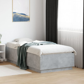 Bed Frame Concrete Grey Engineered Wood Small Single Du...