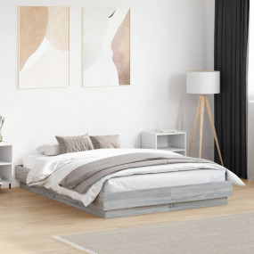 Bed Frame Gray sonoma Engineered wood Full Modern Bed F...