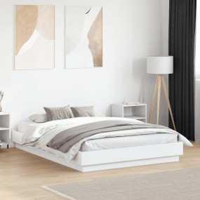 Bed Frame White Engineered wood, Plywood Double Durable