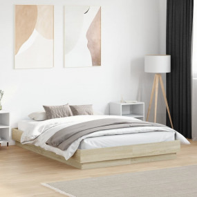 Bed Frame Sonoma oak Engineered wood Double Durable Bed...