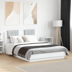 Bed Frame White Engineered wood, Plywood Full Bed Frame