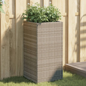 Garden Planter Set of 2 Gray PE Rattan, Powder-Coated S...