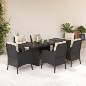 Patio Dining Set Black, Cream White