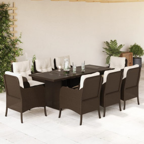 Garden Dining Set Brown, Cream White