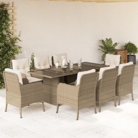 Garden Dining Set Beige Poly Rattan 8-seater