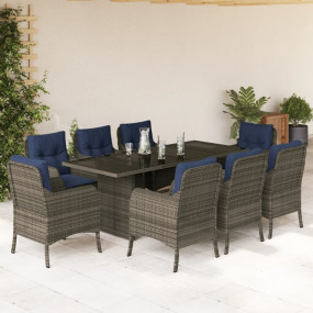 Garden Dining Set Grey, Navy Blue