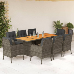 Garden Dining Set Grey and Brown
