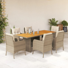 Garden Dining Set Beige Poly Rattan 6-seater