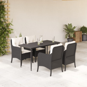 Garden Dining Set Black PE Rattan 5-Piece Set for 4 Peo...