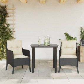 Garden Dining Set Black, Cream white