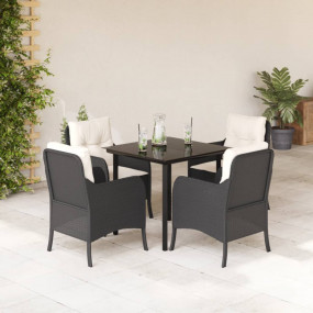 Garden Dining Set Black, Cream White