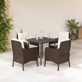 Garden Dining Set Brown, Black, Cream White
