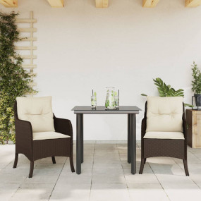 Garden Dining Set Brown PE rattan 3 Piece Removable Cov...