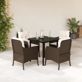 Garden Dining Set Brown, Black, Cream White