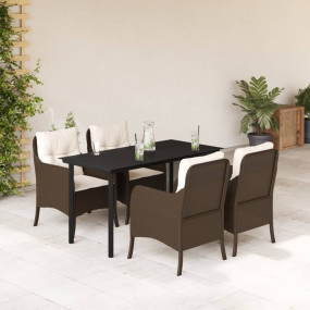 Garden Dining Set Brown, Cream white, Black