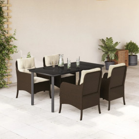 Garden Dining Set Brown and Cream White