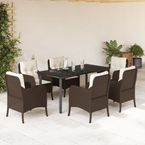 Garden Dining Set Brown, Cream, Black