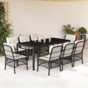 Garden Dining Set Table and chairs: Black